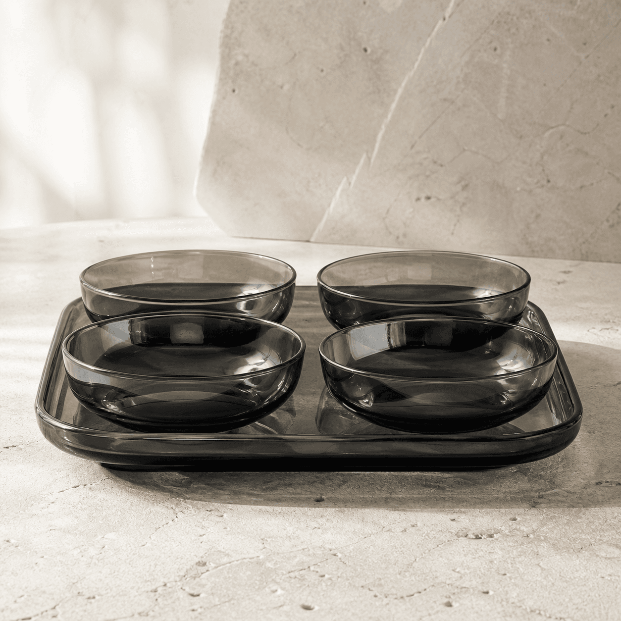 Smoked Glass Dessert Set